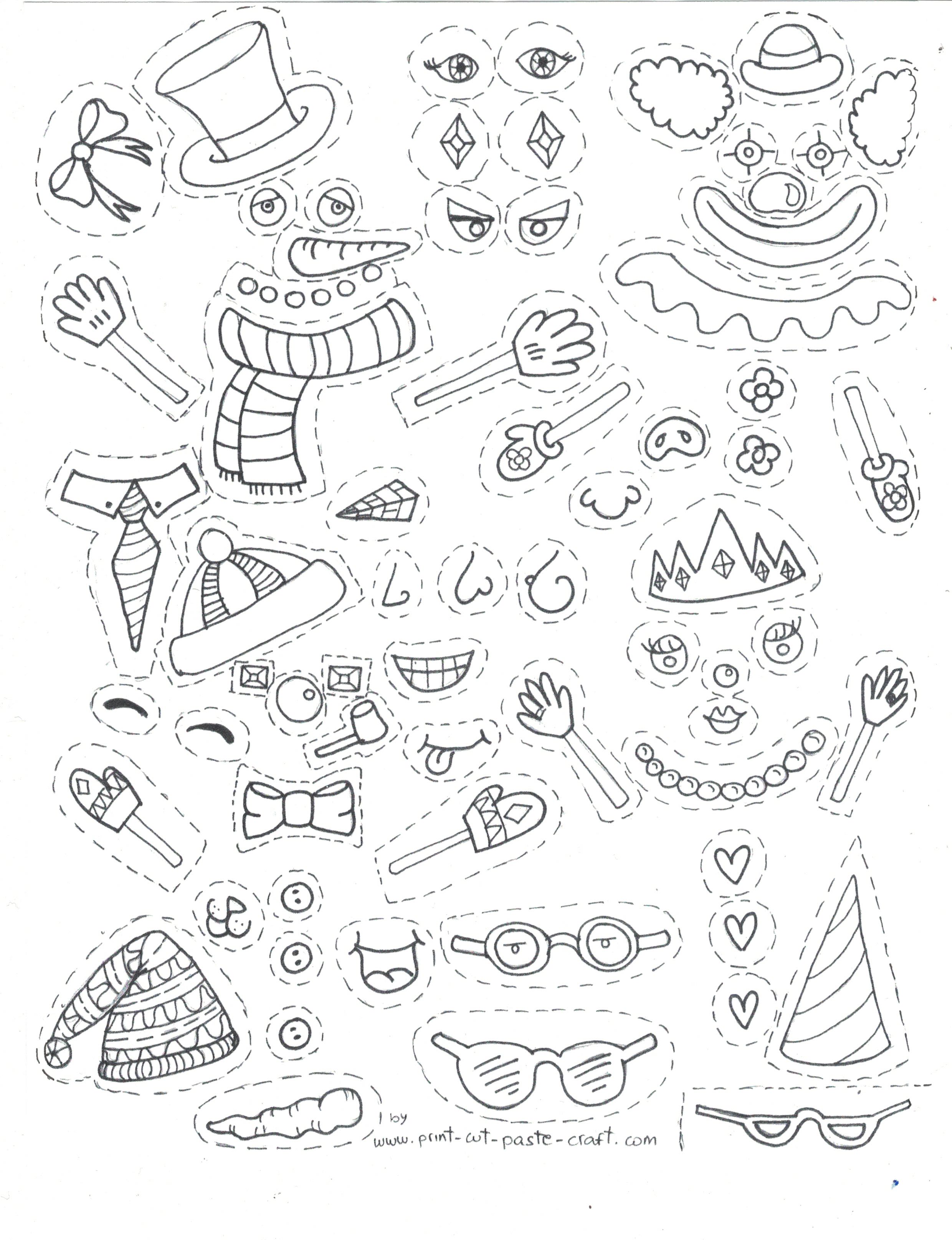 free printable kids activity: make a snowman | print, cut, paste